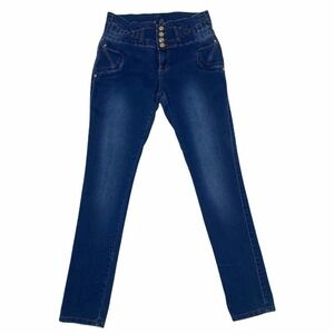 LUSH Push Button-Fly Blue Denim Skinny Jeans